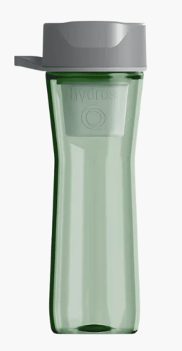 Green hydros water bottle with built in filter 