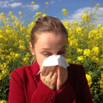 allergy, medical, woman with tissue